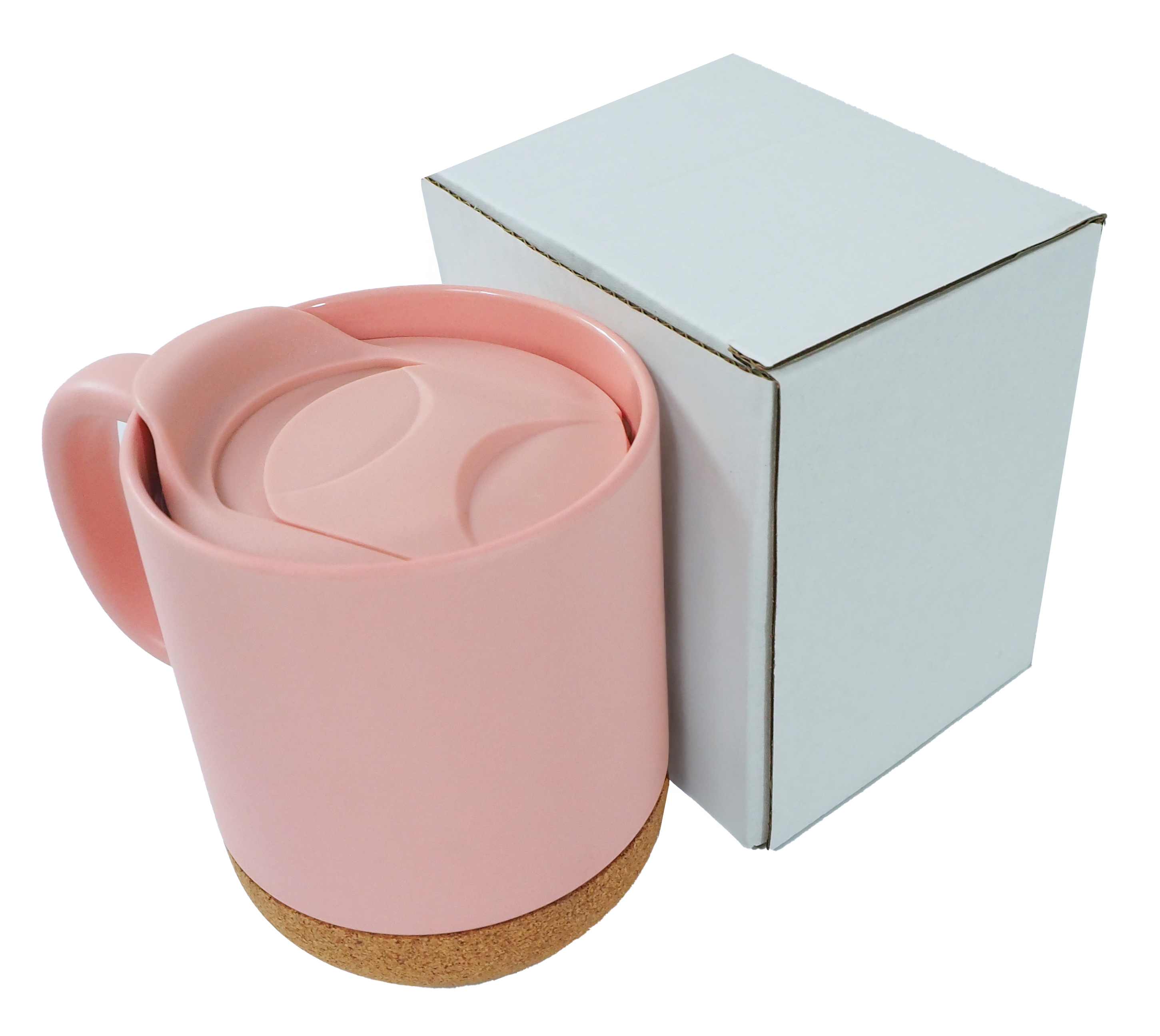 Color mug with lid and cork bottom for sublimation